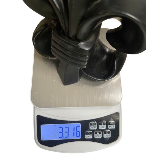 Vintage Black Fleur De Lis Statue Bookend Heavy Wood French Decor 9.5" Gothic - Picture 6 of 6